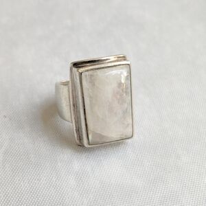 Vintage Sterling Silver Ring Moonstone Rectangle 8.25